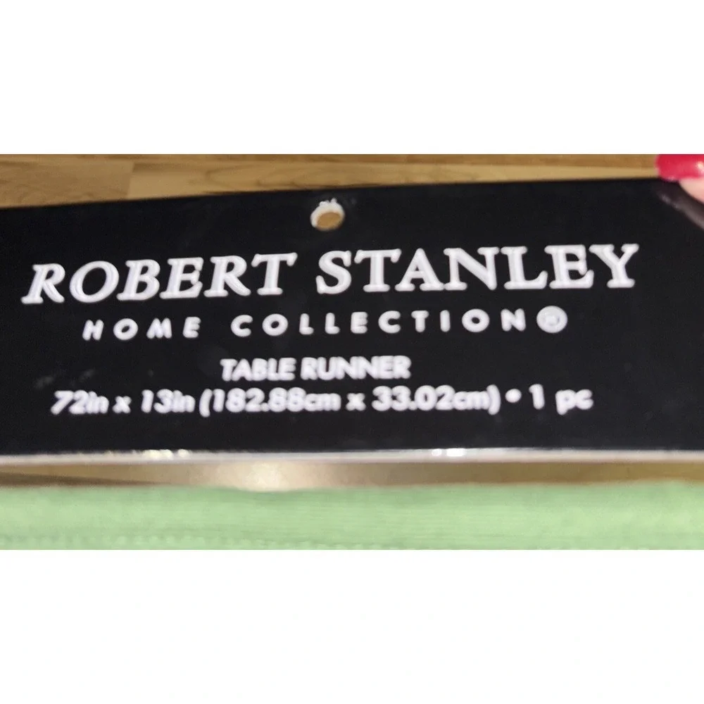 Robert Stanley Home Collection Green Table Runner Embroidery Tassels 72